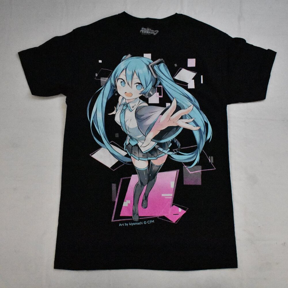 Hatsune Miku Mens Hatsune Jumbo Panel Graphic Anime Black Shirt New